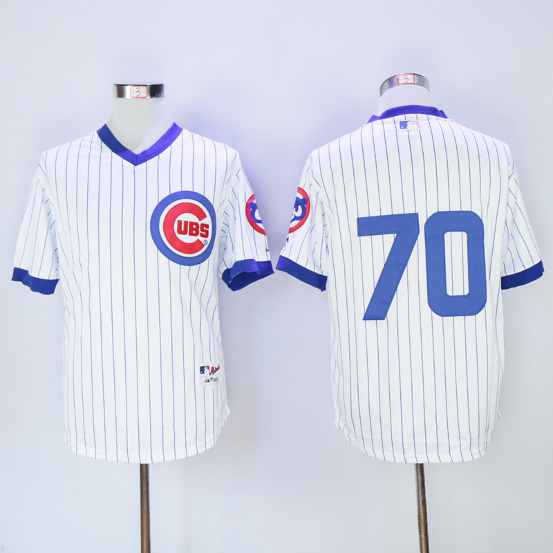 Men Chicago Cubs 70 Maddon White Throwback 1988 MLB Jerseys